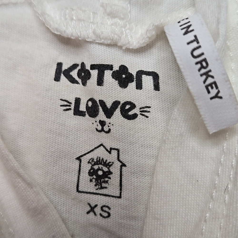 Koton Love Girls White T-shirt with a Hood - Picture 5 of 5